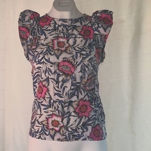 White with blue and pink floral top